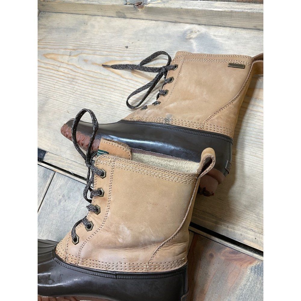 G H Bass Beige Brown Leather Lace Up Waterproof Duck Boots US6 - Picture 9 of 9